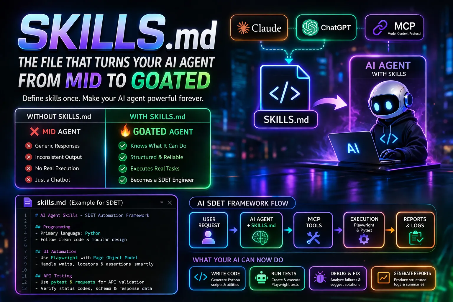 SKILLS.md Guide: Turn Your AI Agent into a Real SDET Engineer